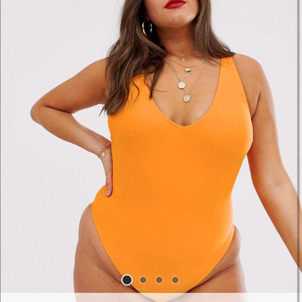 Plunge one piece swimsuit